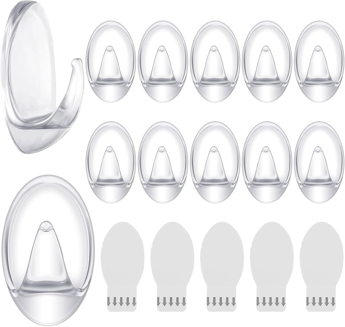 Blulu 12 Pcs Clear Adhesive Hooks for Hanging Wall Hooks Heavy Duty 22 lb Max No Damage Waterproof