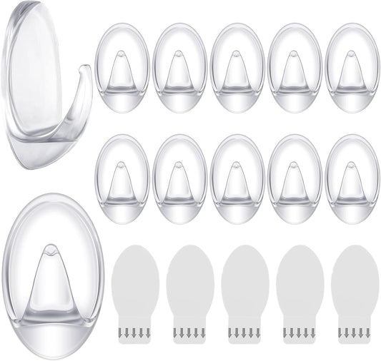 Blulu 12 Pcs Clear Adhesive Hooks for Hanging Wall Hooks Heavy Duty 22 lb Max No Damage Waterproof