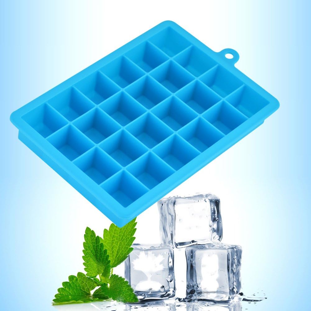 Ice Cube Tray, Silicone Square Ice Trays Easy Release Stackable Ice Cube Mold with Removable Lid