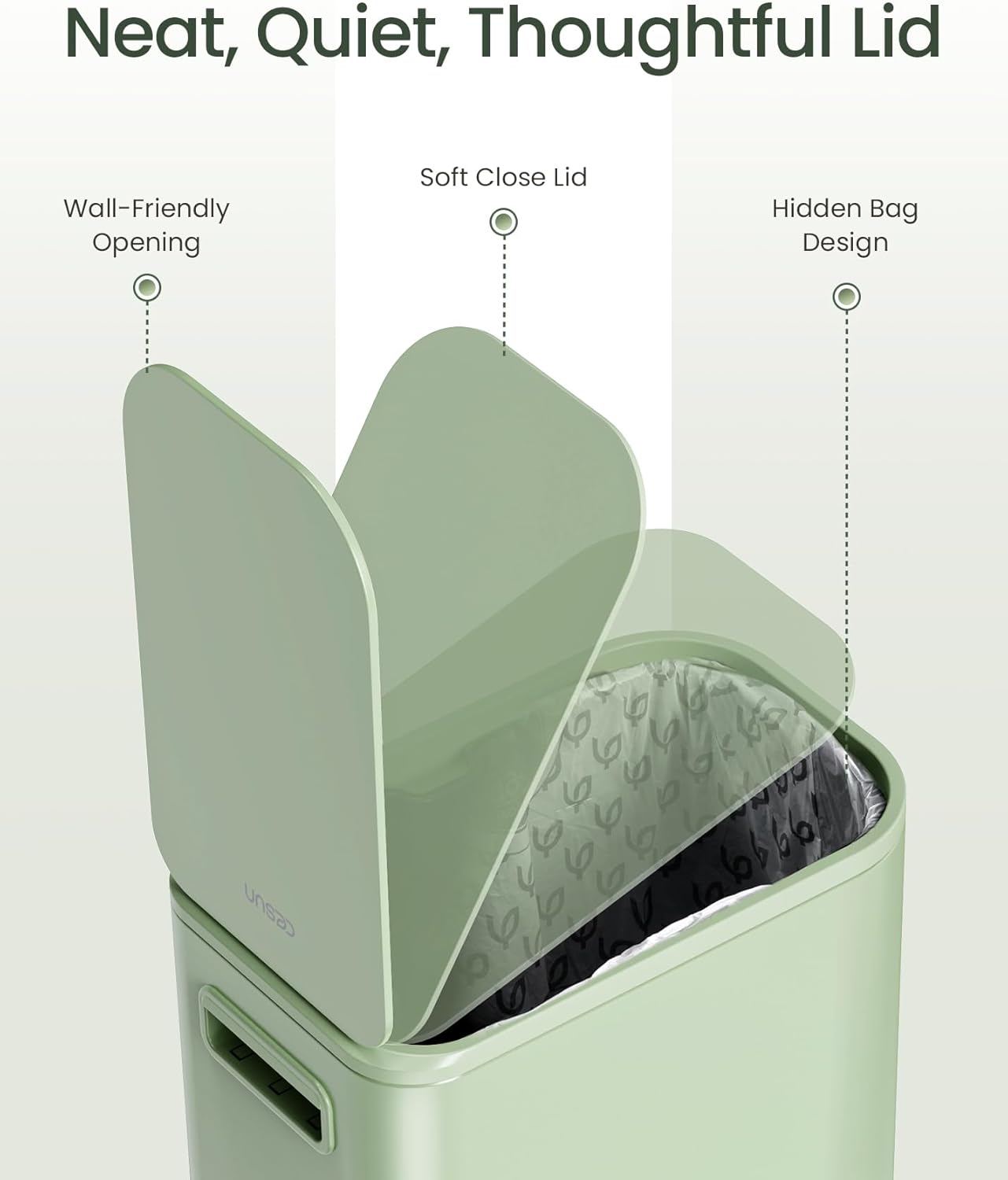 Cesun Small Bathroom Trash Can with Lid Soft Close, Step Pedal, 5 Liter / 1.3 Gallon Stainless