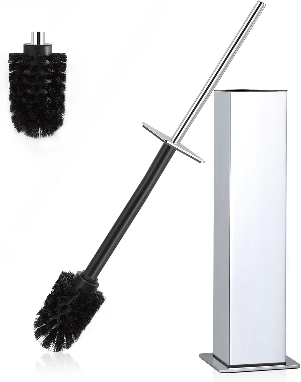 BVL Toilet Brush and Holder Set Chrome Stainless Steel 304 Square Freestanding Toilet Brush for