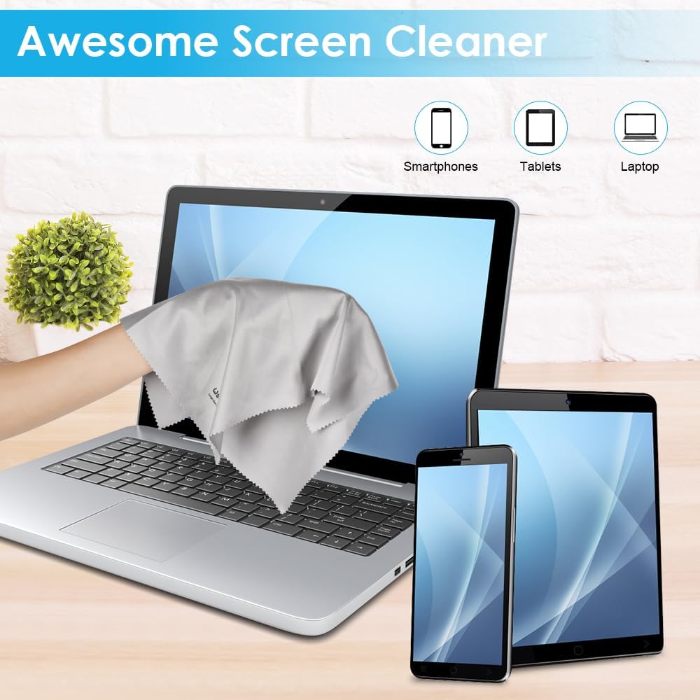 6PCS Large Eyeglass Cleaning Cloths, 12 x12 inches Glasses Cleaner, Individually Wrapped, Premium