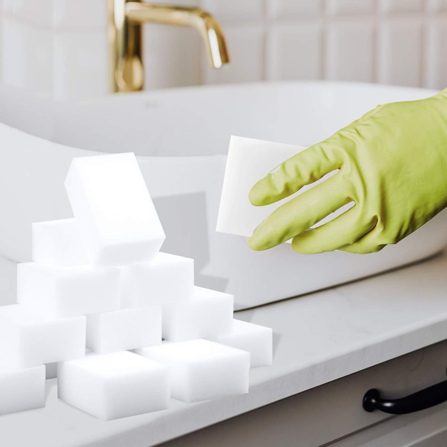 Magic Sponge Eraser 100 Pack Extra Thick and Long Lasting Melamine Sponges in Bulk - Multi Surface