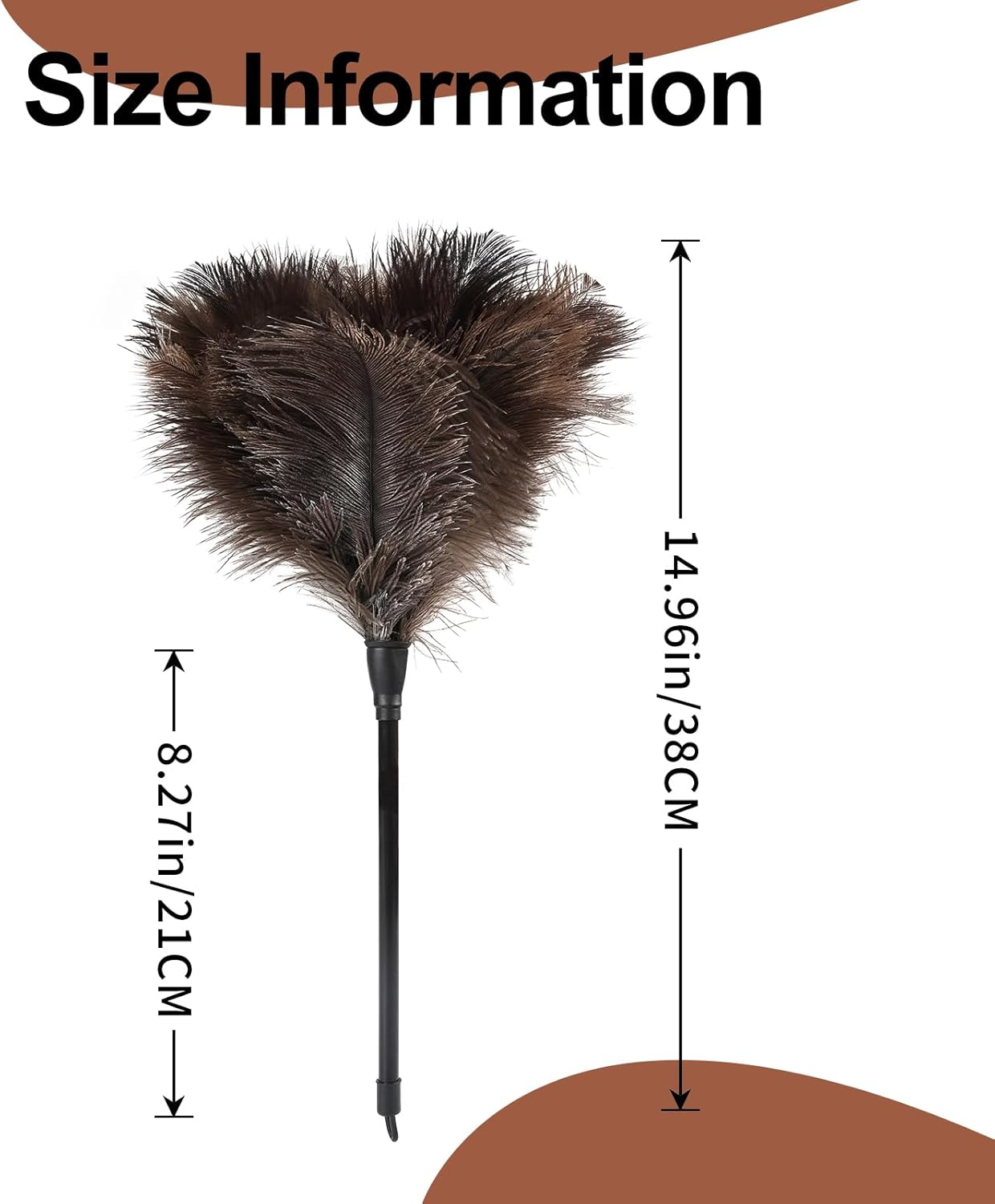 Ostrich Feather Duster-14.9 Inch Mini Natural Feathers Dusters with Plastic Handle Reusable