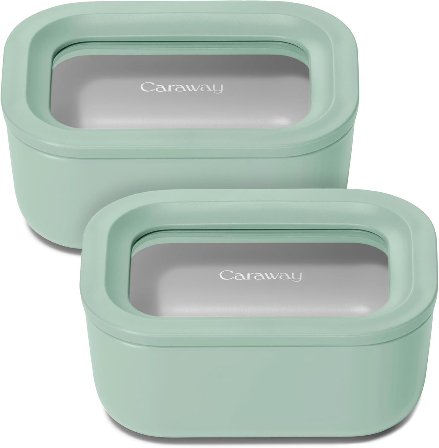 Caraway 2pc Glass Food Storage Set - 2.6 Cup Food Containers (2) - Non-Toxic Ceramic-Coated Glass