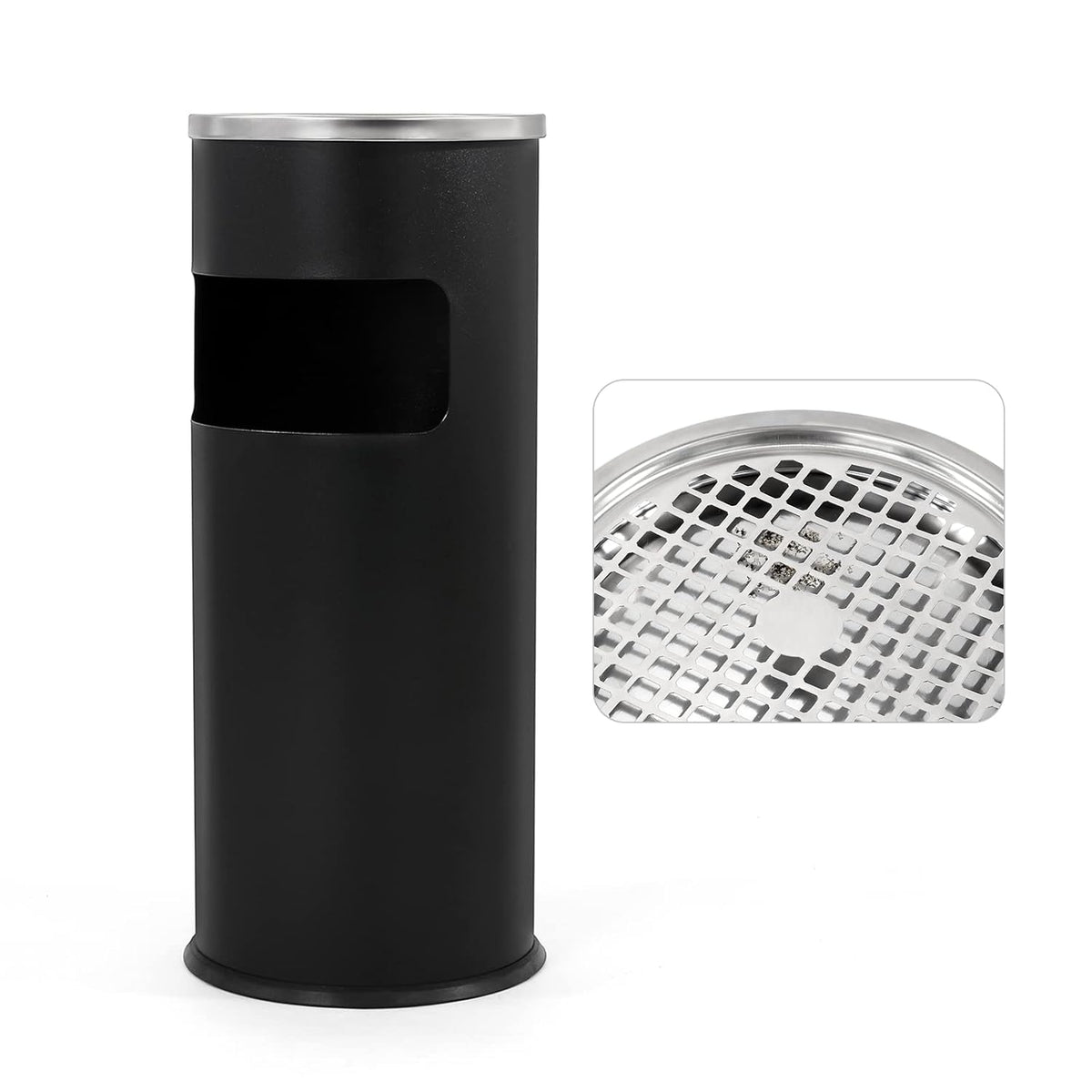 Trash Can Outdoor Waste Container Round Stainless Steel Trash Can with Removable Inner Bucket for