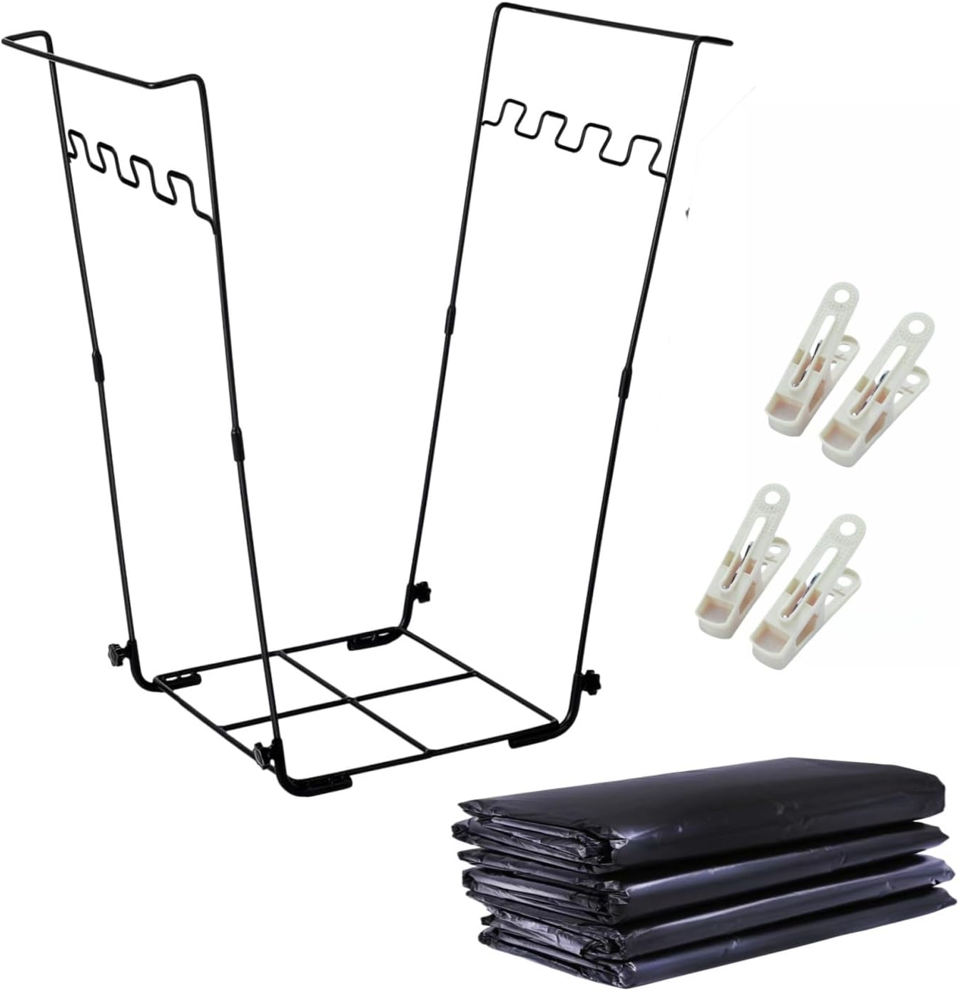 Trash Bag Holder Stand 45 Gallon Outdoor Leaf Bag Stand with 25 Pcs 40 Gallon Trash Bags Metal