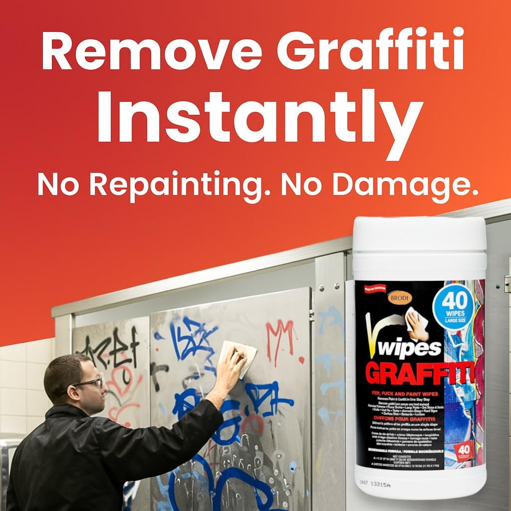 V-Wipes Graffiti Remover Wipes – Pre-Moistened Towels for Paint, Ink & Marker Removal – Non-Toxic