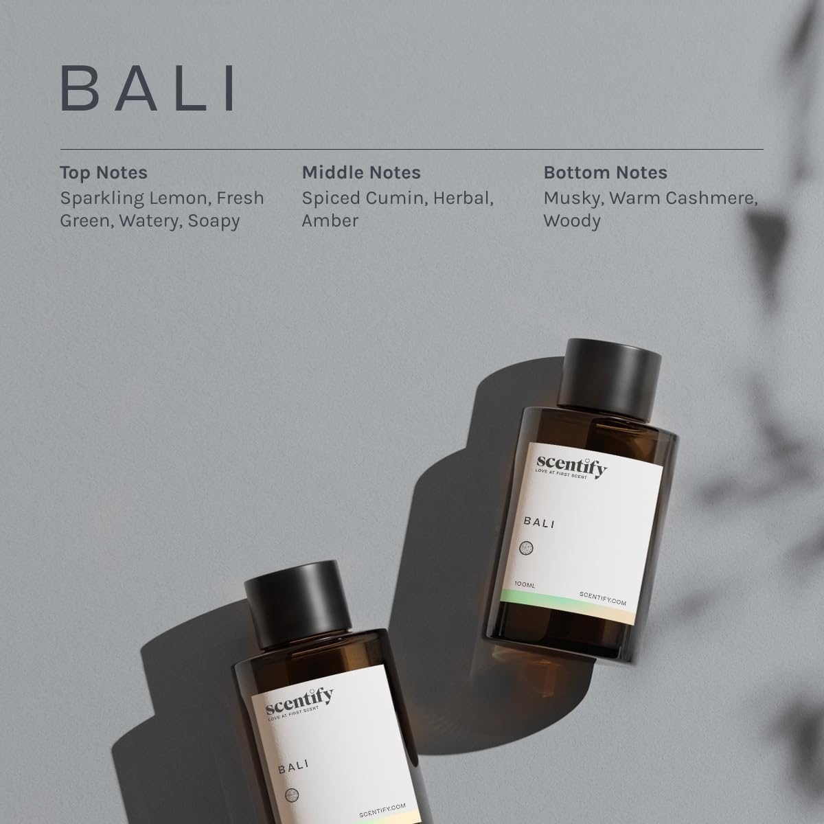 Scentify Bali Aroma Oil Refill Scent for Oil Diffusers - Lemon, Green, Amber, Musk, Woody Scents