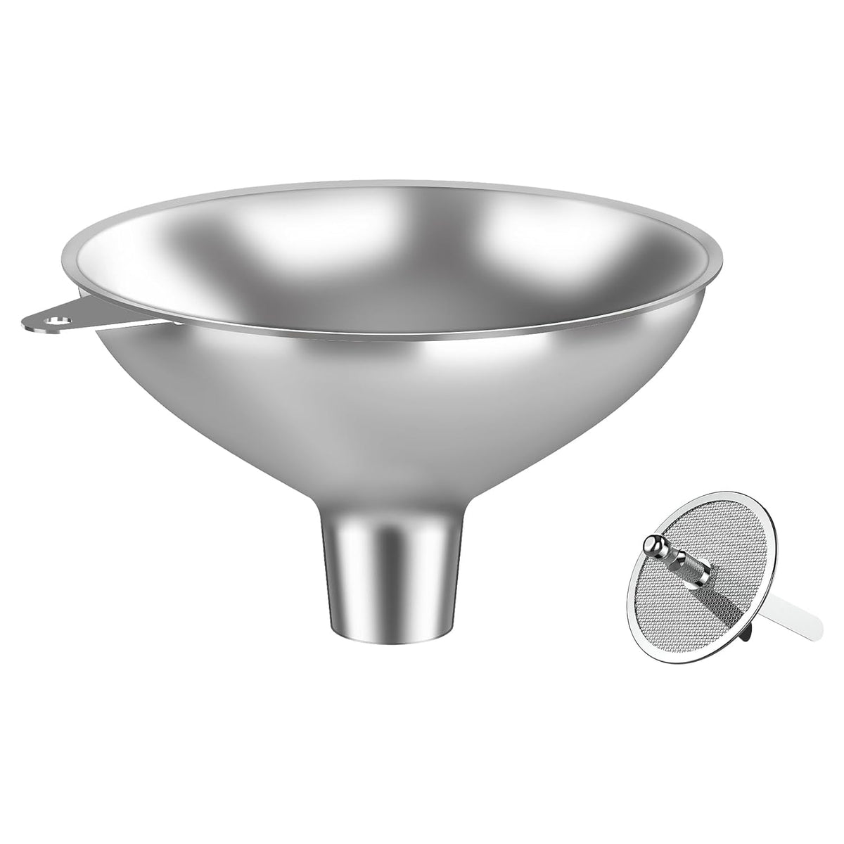 Stainless Steel Funnel with 30 Mesh Filter Food Grade Metal Funnel for Kitchen, Liquids, Oil