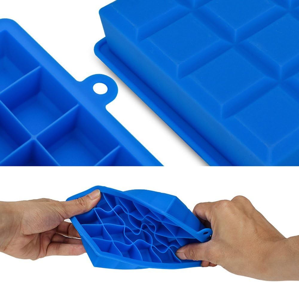 Ice Cube Tray, Silicone Square Ice Trays Easy Release Stackable Ice Cube Mold with Removable Lid
