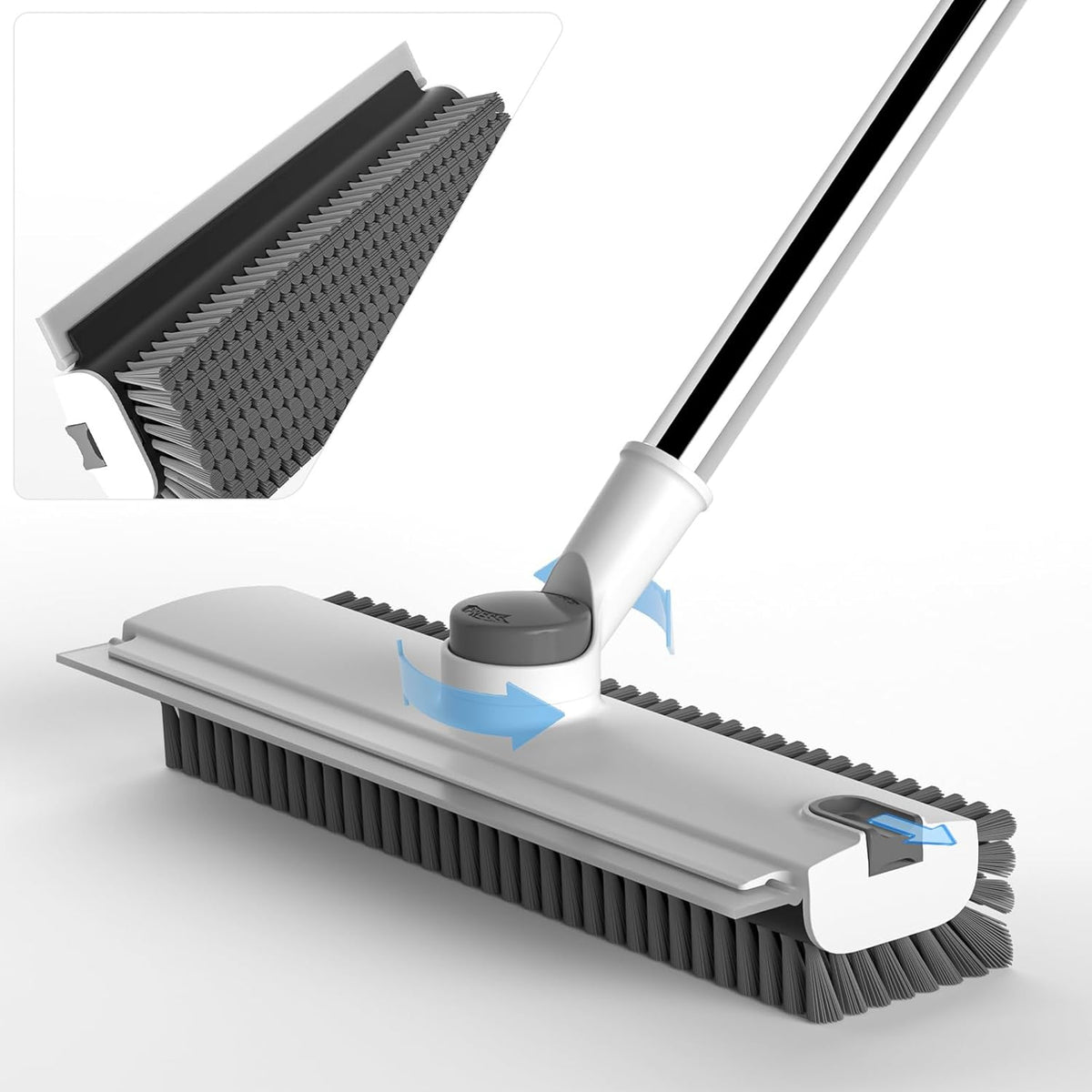 Scrub Brush with Long Handle, Floor Scrub Brush Squeegee Broom for Cleaning, 3 in 1 Shower Scrubber