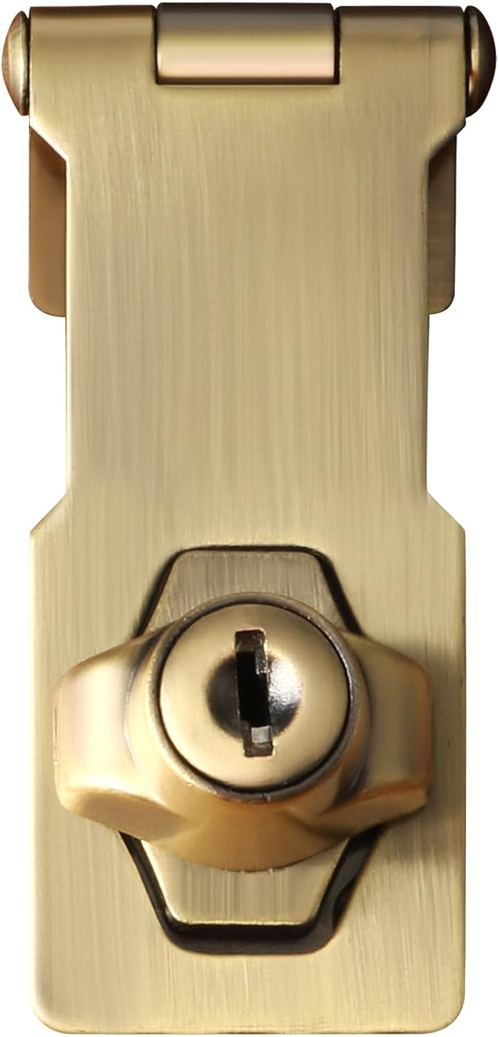 Alise Keyed Hasp Lock,3 Inch Safety Packlock Clasp Hasp Lock Latch with Lock,Door Hinge Lock with