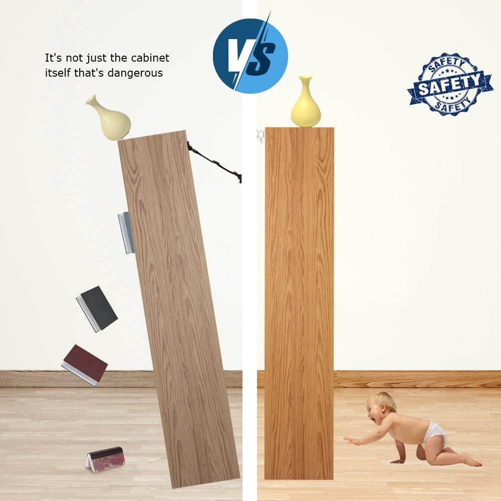 Furniture Anchors, TUPSKY Falling Furniture Prevention Device Cabinet Anti Tip Kit for Children (5