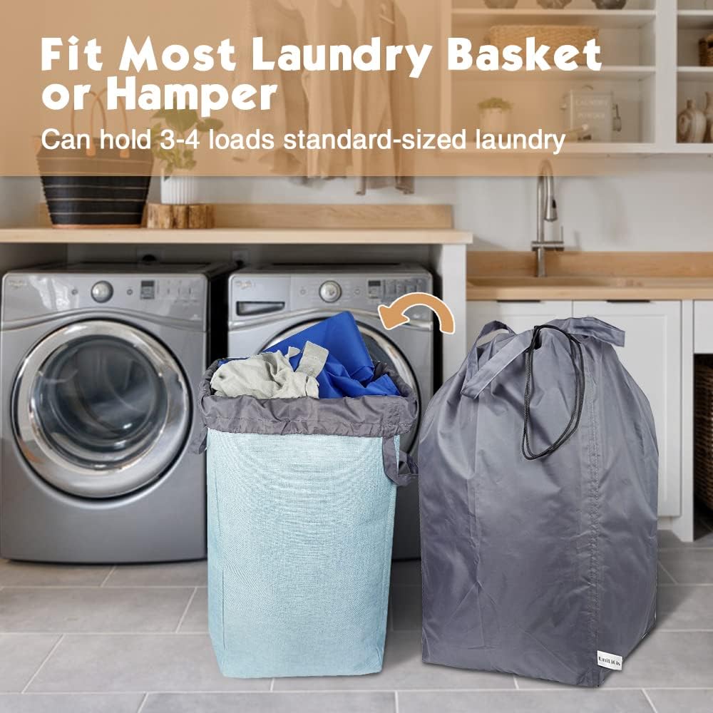 Washable Travel Laundry Bag with Handles and Drawstring, Heavy Duty Large Enough to Hold 3 Loads of