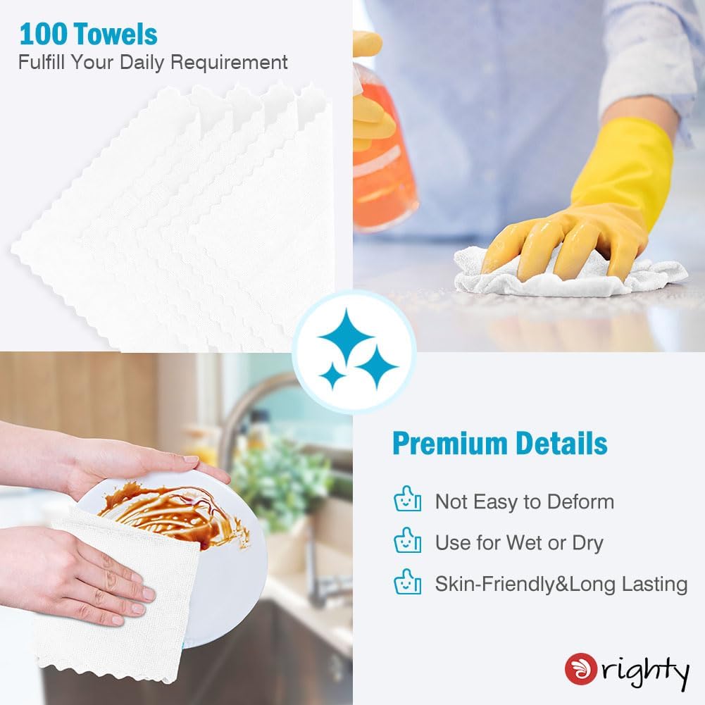Orighty Cleaning Cloths, Shop Towels 100 Pack, Shop Rags Reusable, Microfiber Cleaning Rags Bulk