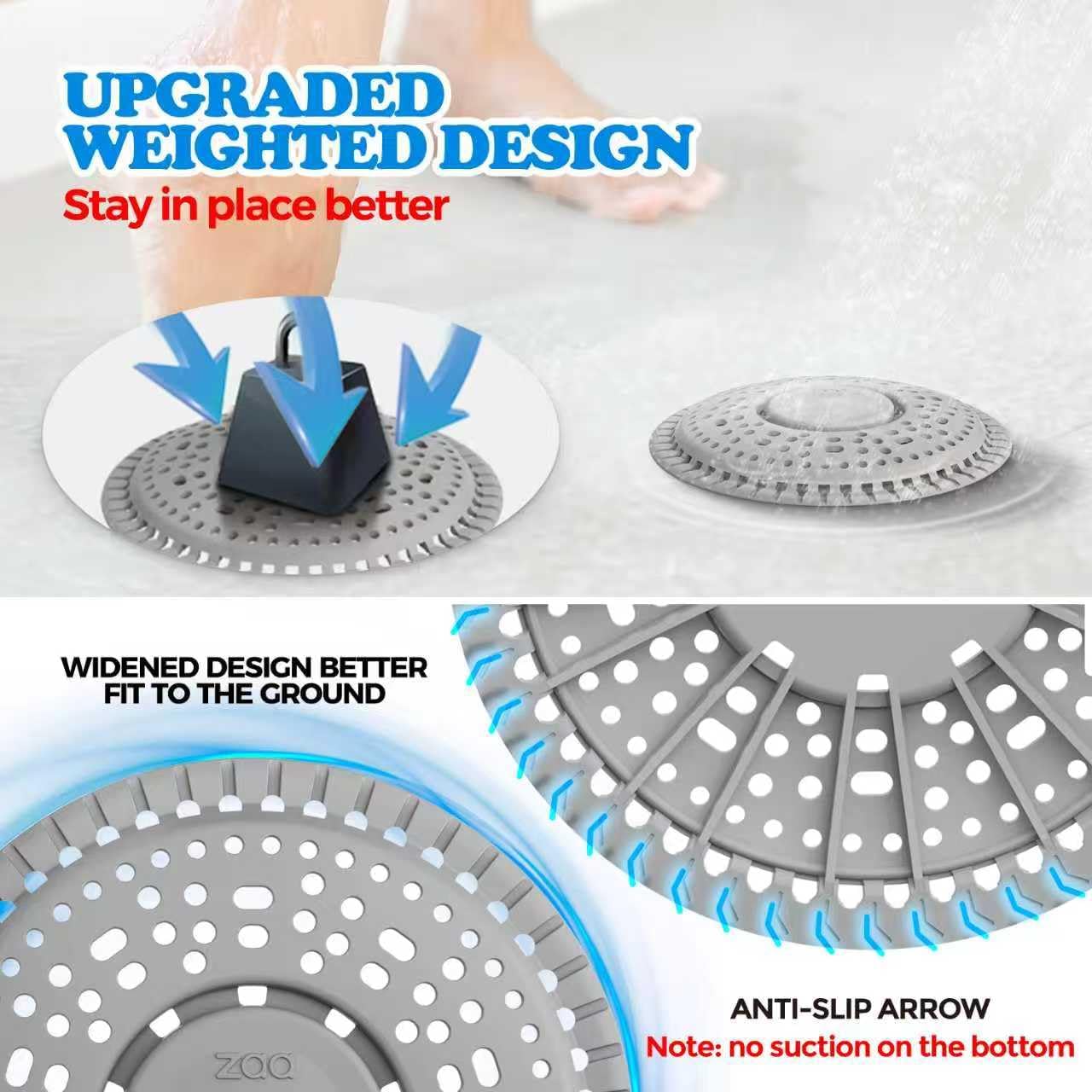 zaa Shower Drain Hair Catcher, 2 Pack Premium Silicone Drain Protector & Shower Drain Cover, Shower