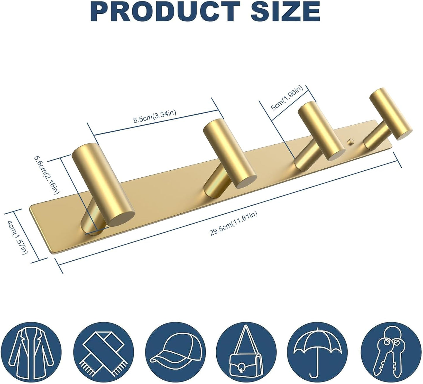 VAEHOLD Hat and Coat Wall Mount Rack - Hooks for Robes, Bags, Keys, and Towels - Bathroom Towel