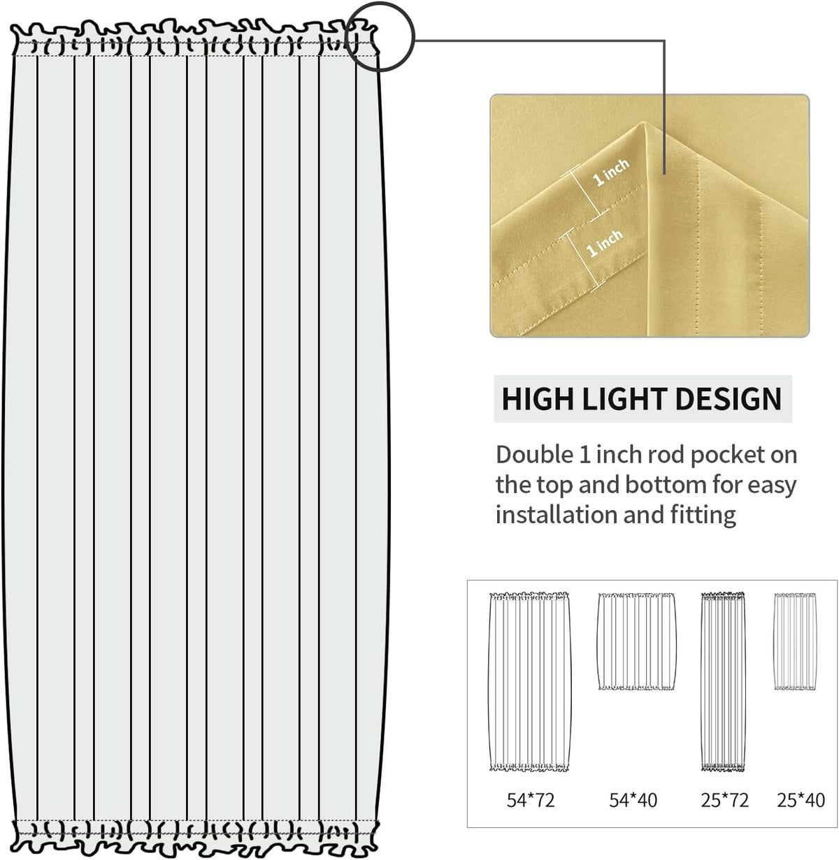 DWCN French Door Curtains – Rod Pocket Thermal Blackout Curtain for Doors with Glass Window