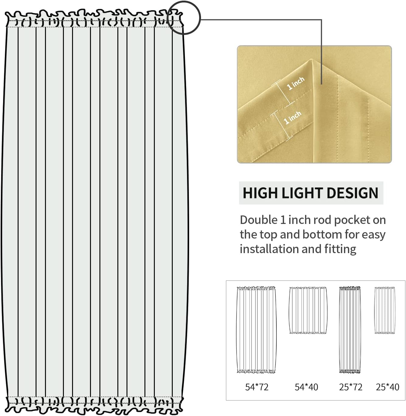 DWCN French Door Curtains – Rod Pocket Thermal Blackout Curtain for Doors with Glass Window