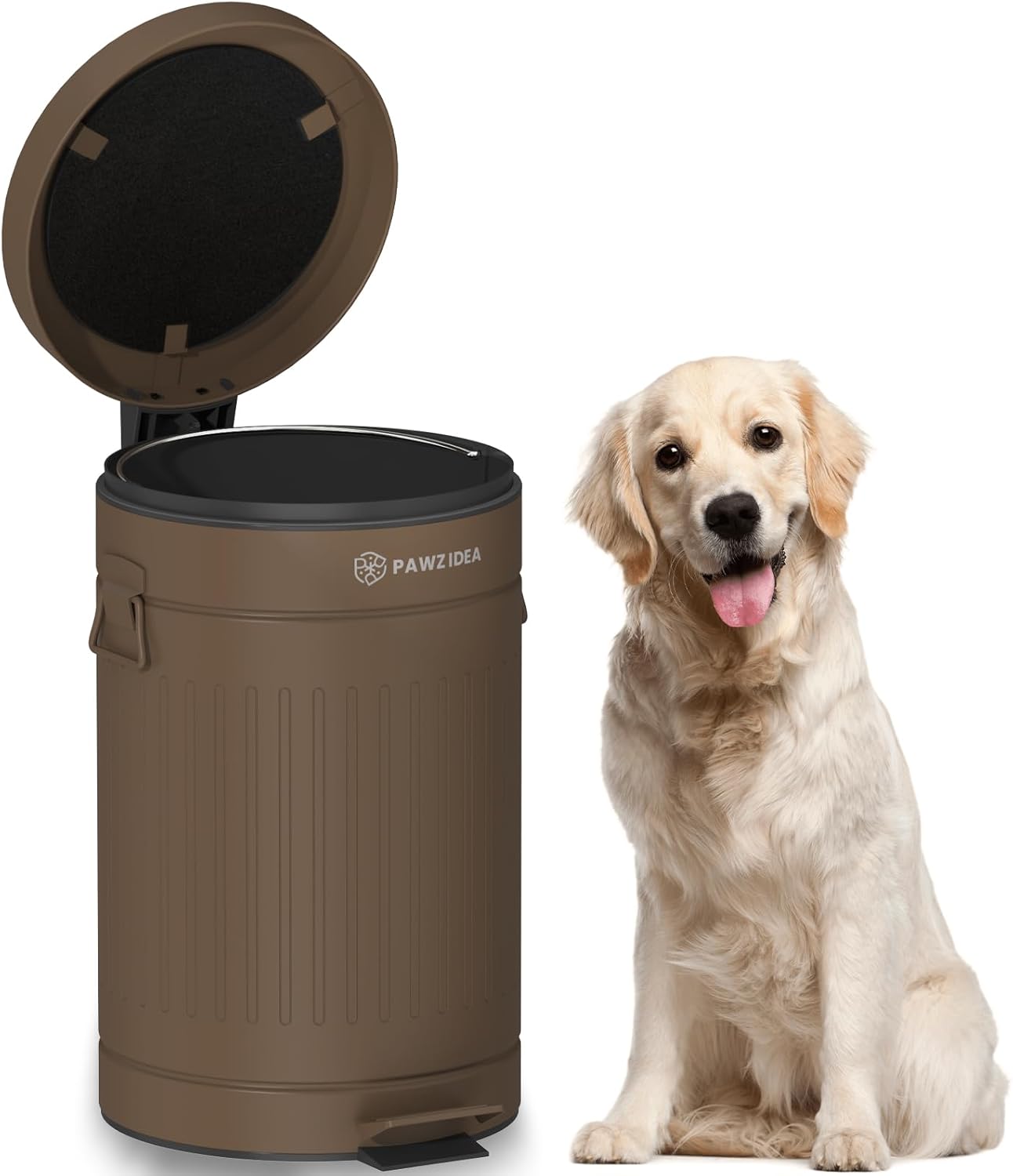PAWZIDEA Dog Poop Trash Can Outside Odor Control, 3.1Gallon Pet Waste Trash Can Outdoor Waterproof