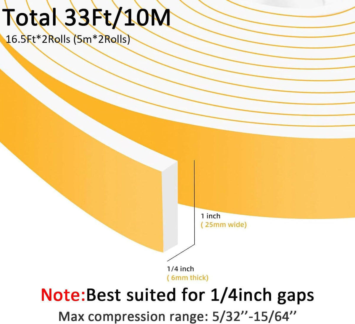 Upgraded Strong Adhesive Foam Weather Stripping Door Seal Strip Insulation Tape for Insulating