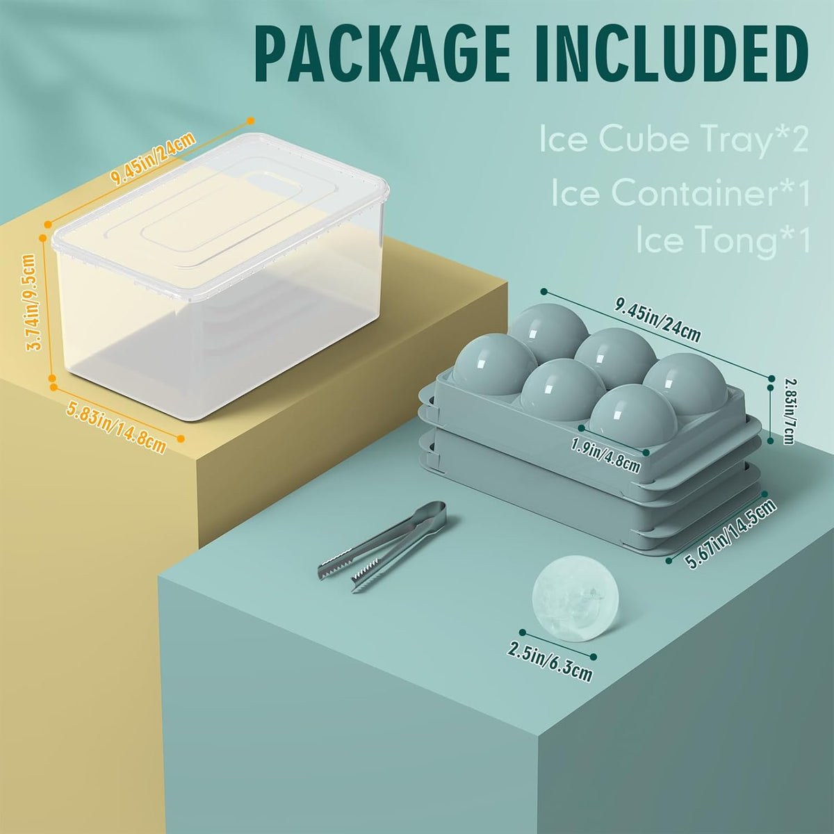 WIBIMEN Large Ice Cube Molds, Big Round Whiskey Ice Cube Trays for Freezer, Easy to Fill & Release