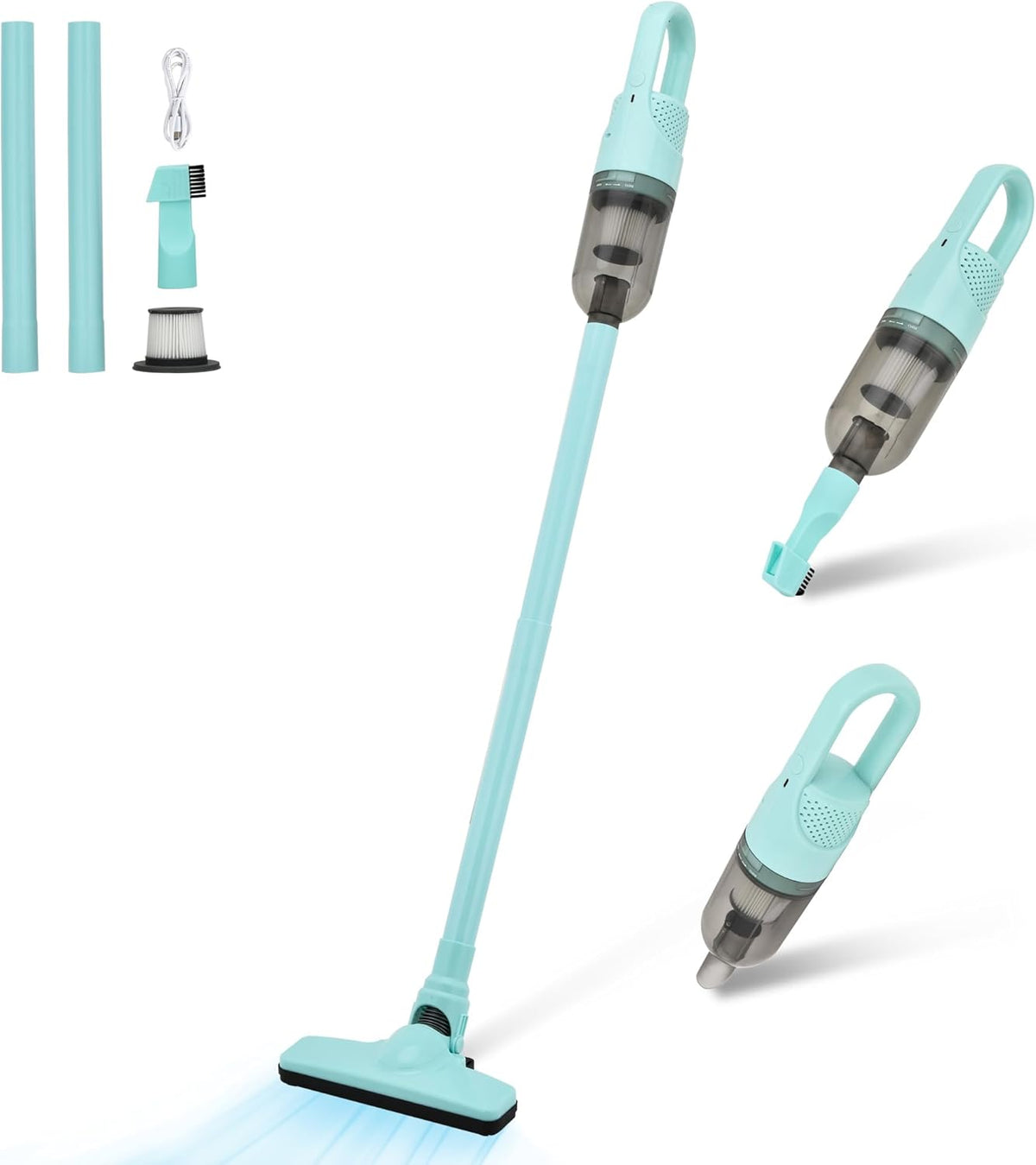 6-in-1 Lightweight Stick Vacuum Cleaner with 100W Powerful Motor, Mini Portable Household Handheld