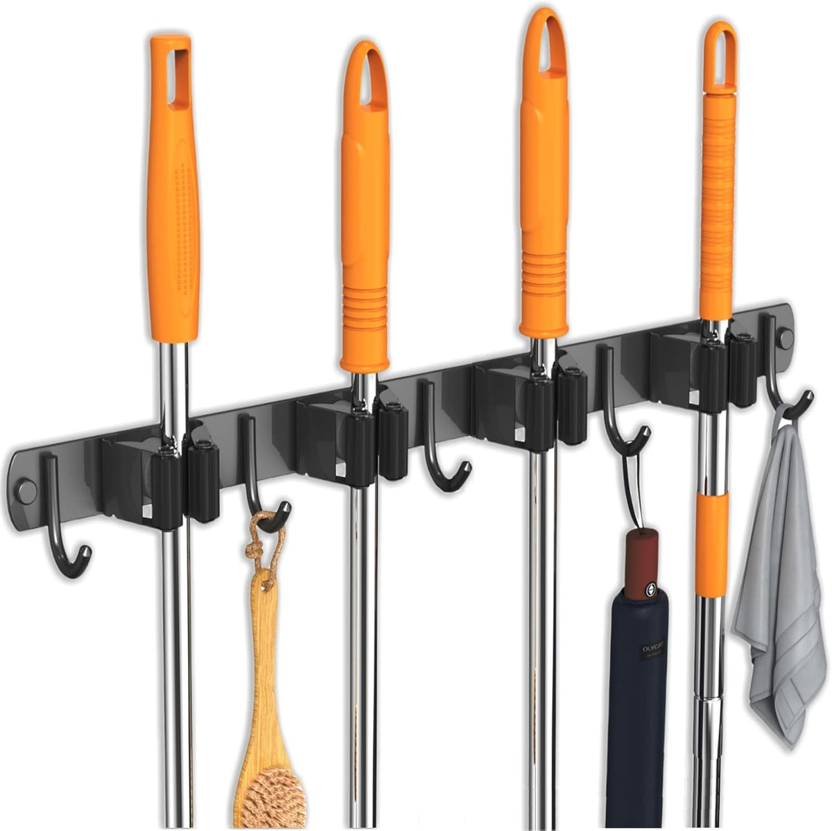 Mop and Broom Holder Wall Mount, Upgraded Broom Organizer Wall Mount, Stainless Steel Broom Hanger
