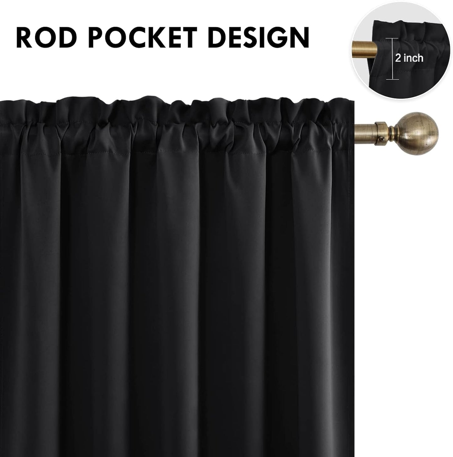 DWCN Blackout Curtains for Bedroom – Rod Pocket Thermal Insulated Noise Reducing Noise Reducing