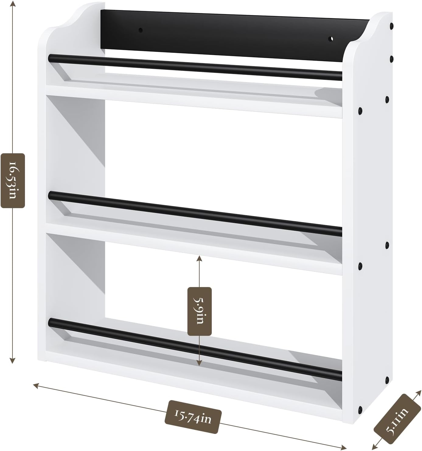 3 Tier Wooden Spice Rack, Seasoning Jars Rack Shelf Spice Organizer for Countertop or Wall Mount