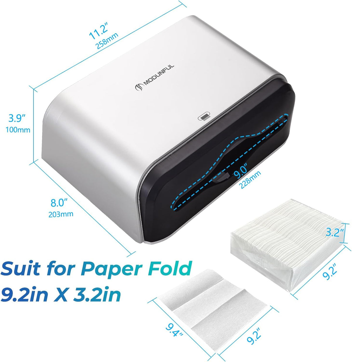Trifold Hand Towel Dispenser for Bathroom - C Fold Paper Towel Dispenser Wall Mount with No-Hole