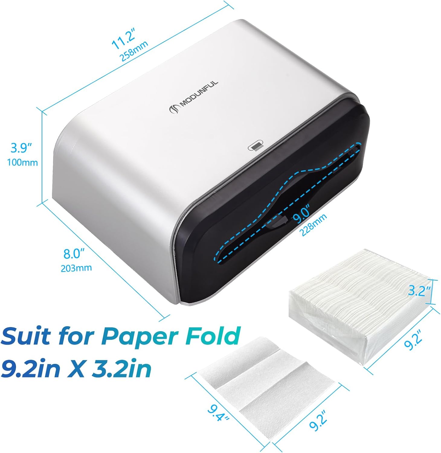 Trifold Hand Towel Dispenser for Bathroom - C Fold Paper Towel Dispenser Wall Mount with No-Hole