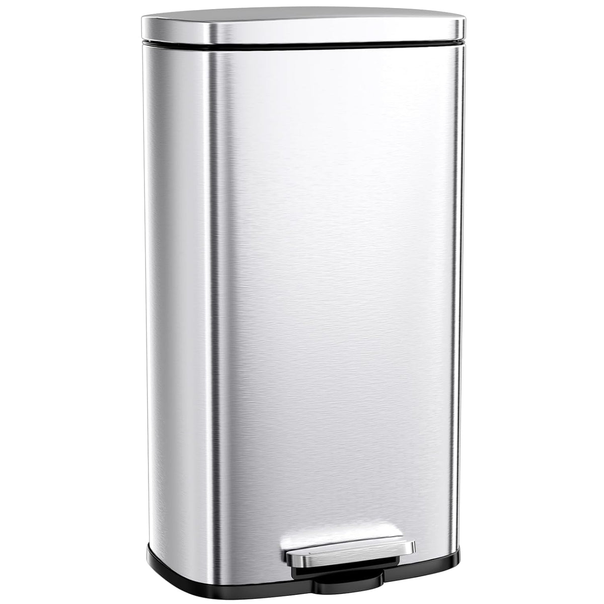 Arlopu 13.2 Gallon Step Trash Can, Stainless Steel Garbage Bin, Soft-Close Rubbish Bin with