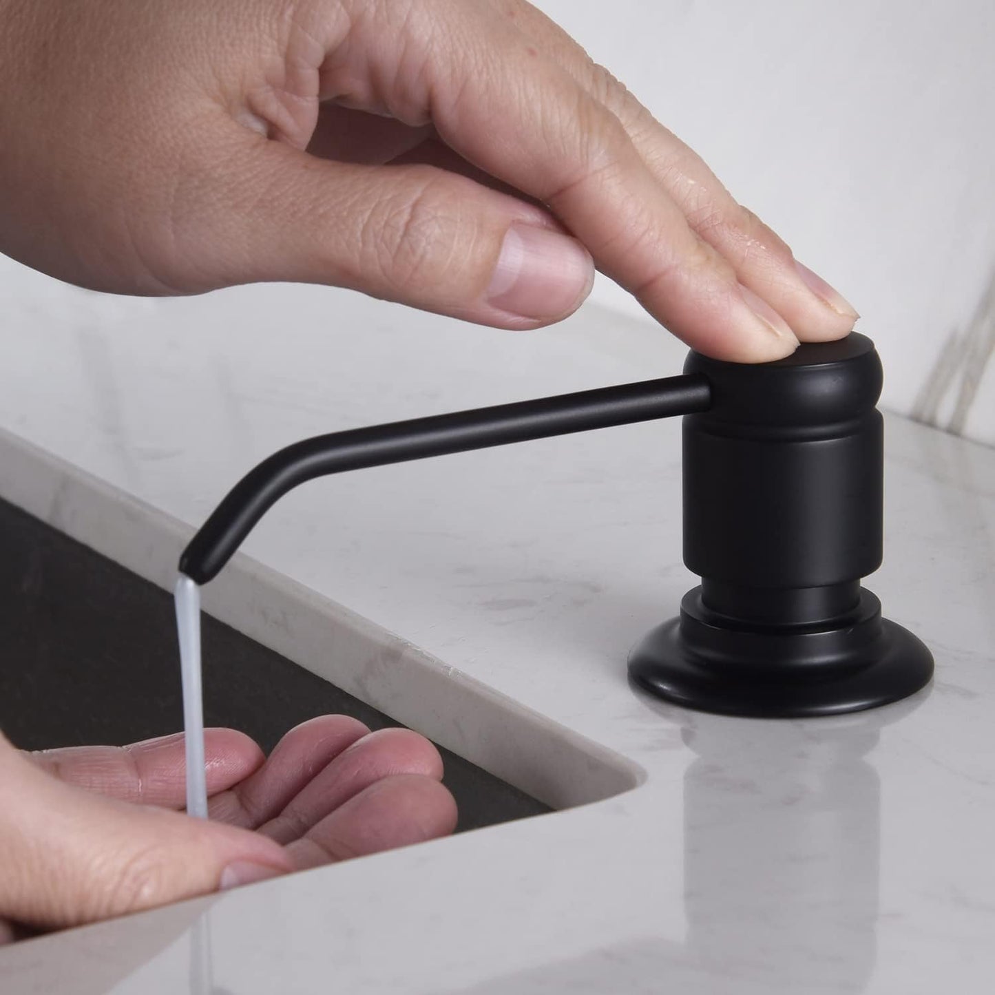 Gagal Soap Dispenser (Matte Black) and Extension Tube Kit for Kitchen Sink, Complete Brass Pump