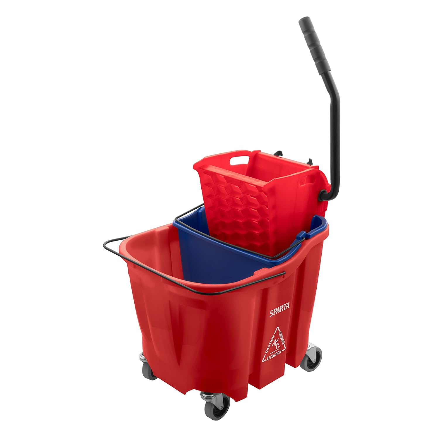 Carlisle FoodService Products Mop Bucket with Side-Press Wringer & Soiled Water Insert for Floor