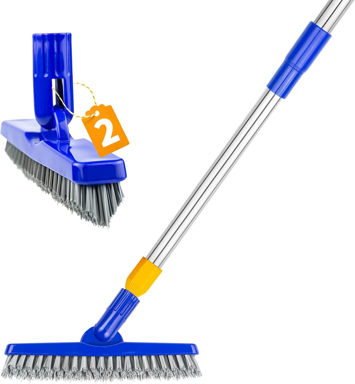 ITTAHO 2 Pack Grout Brush with Long Handle, 56.5'' Swivel Grout Cleaning Brush,V-Shape Grout Scrub