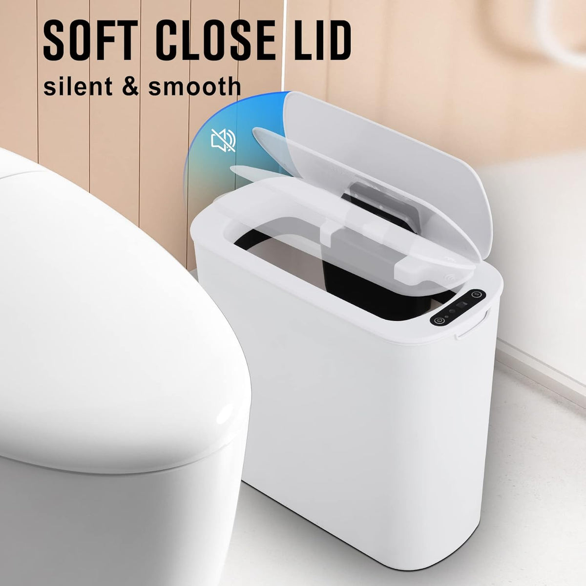 Cesun Automatic Motion Sensor Bathroom Trash Can with Lid, 2.6 Gallon Touchless Trash Bin, Smart