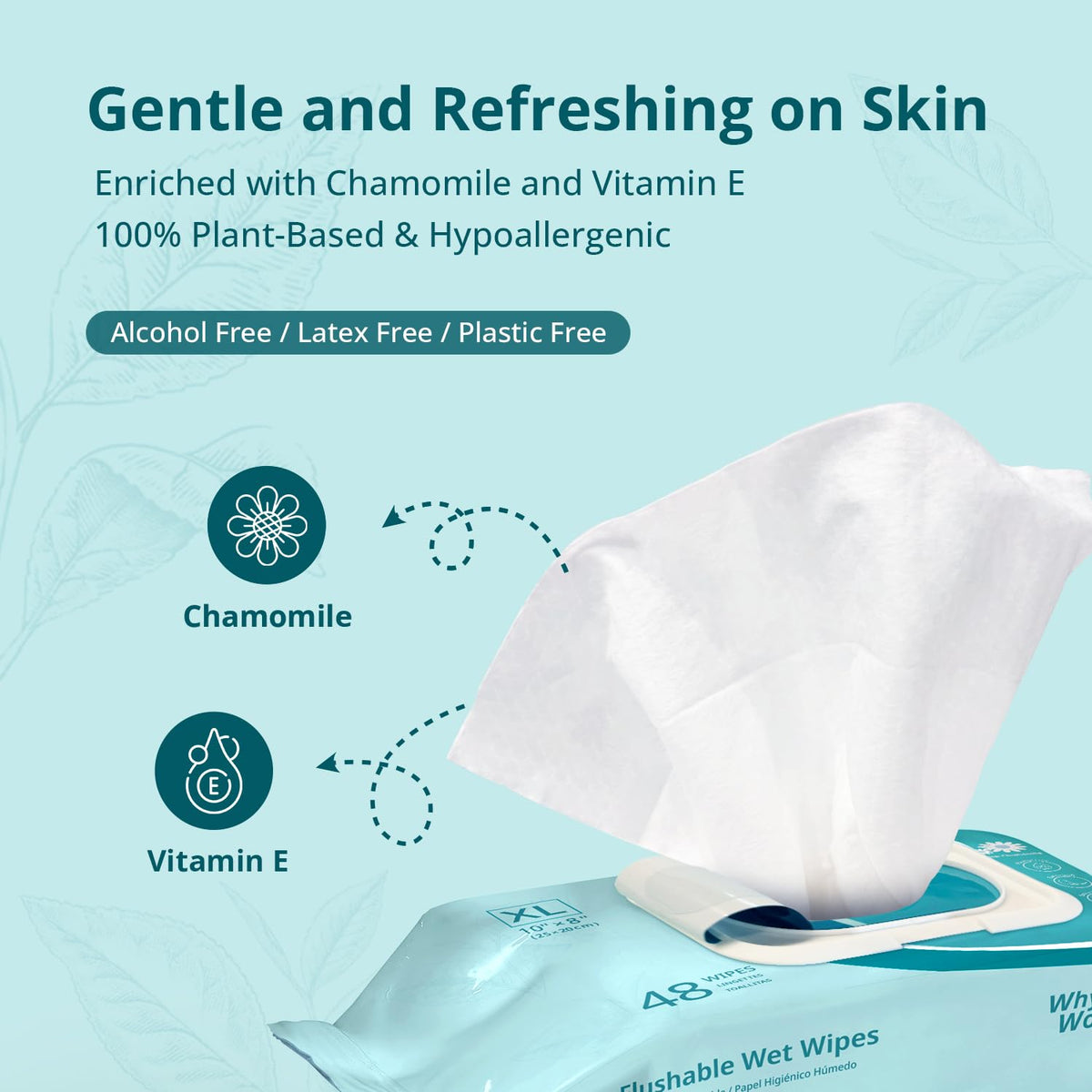 WhyWorry Flushable Wipes for Adults, Extra Large 8"x10" Butt Wipes for Toilet & Personal Cleansing