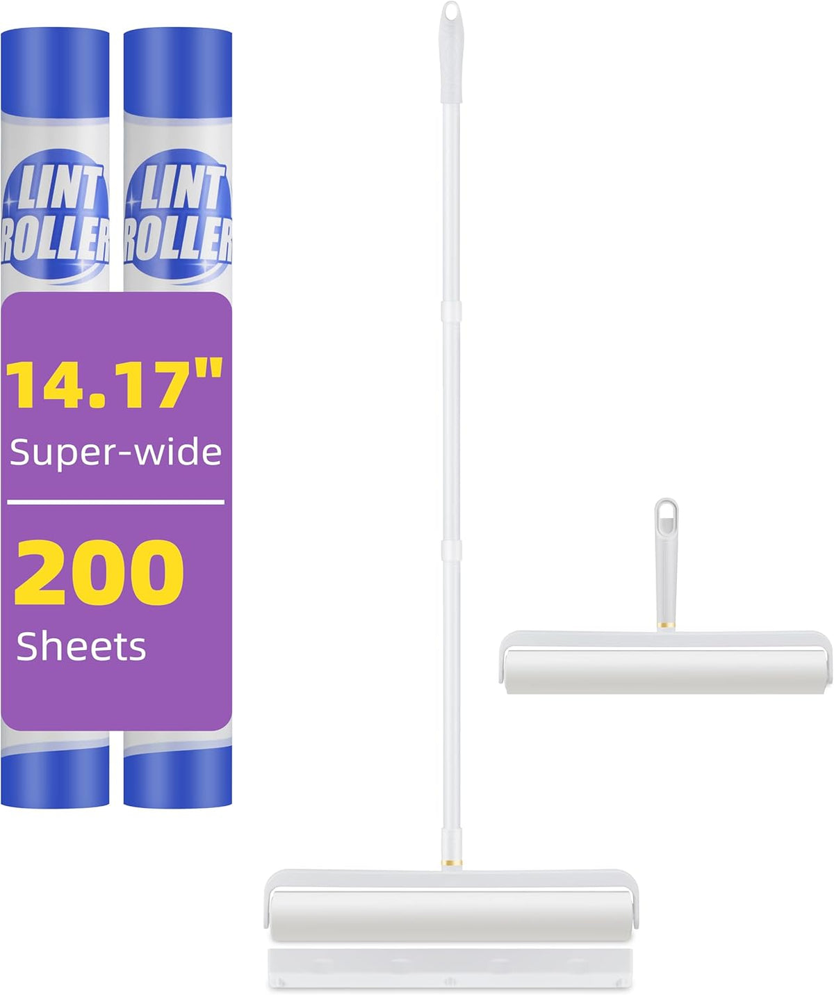 14.17" Extra-Wide Lint Roller Kit with 2 Refills & Dust Cover | Reusable Pet Hair Remover for
