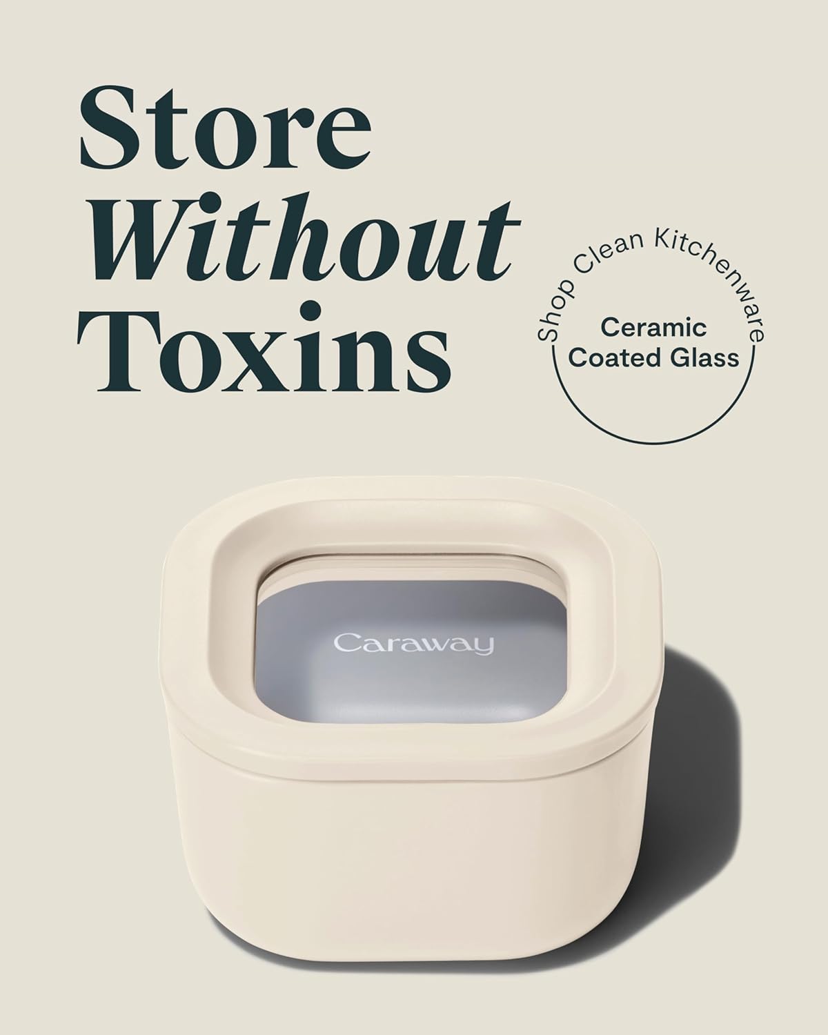 Caraway 2pc Glass Food Storage Set - 1.75 Cup Food Containers (2) - Non-Toxic Ceramic-Coated Glass