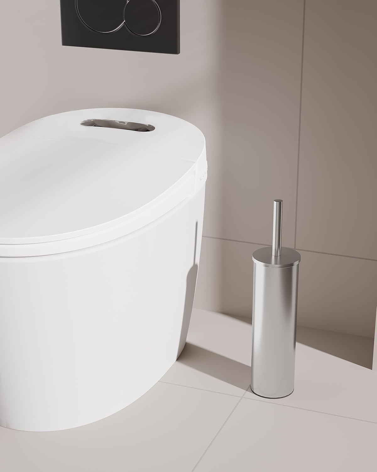 Toilet Brush and Holder Set, Stainless Steel Toilet Bowl Brush with Lid, Rust Proof Toilet Cleaner