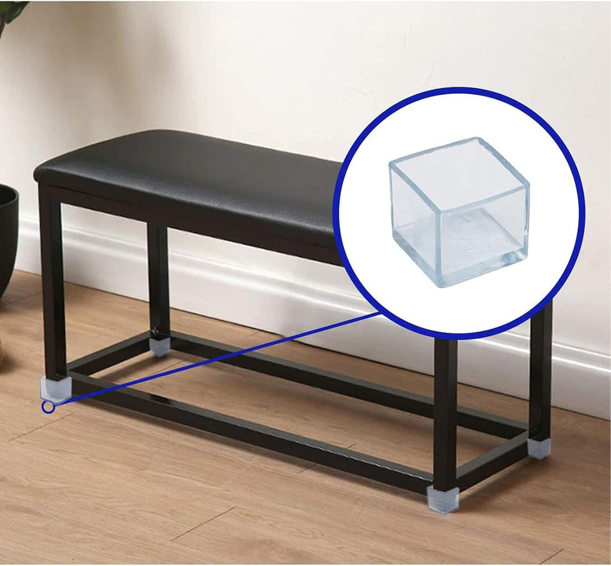 16 Pcs Transparent Square Anti-Slip Rubber Leg Tips Chair Leg Caps Furniture Floor Protectors Chair