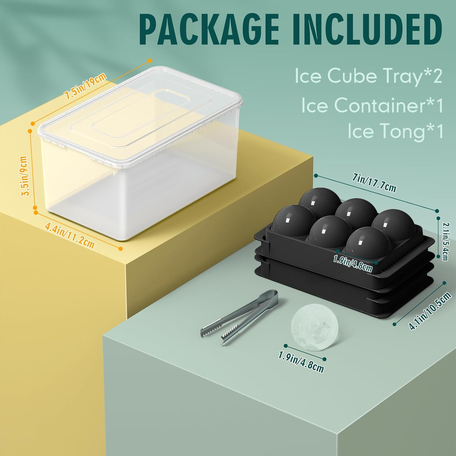WIBIMEN Large Ice Cube Molds, Big Round Whiskey Ice Cube Trays for Freezer, Easy to Fill & Release