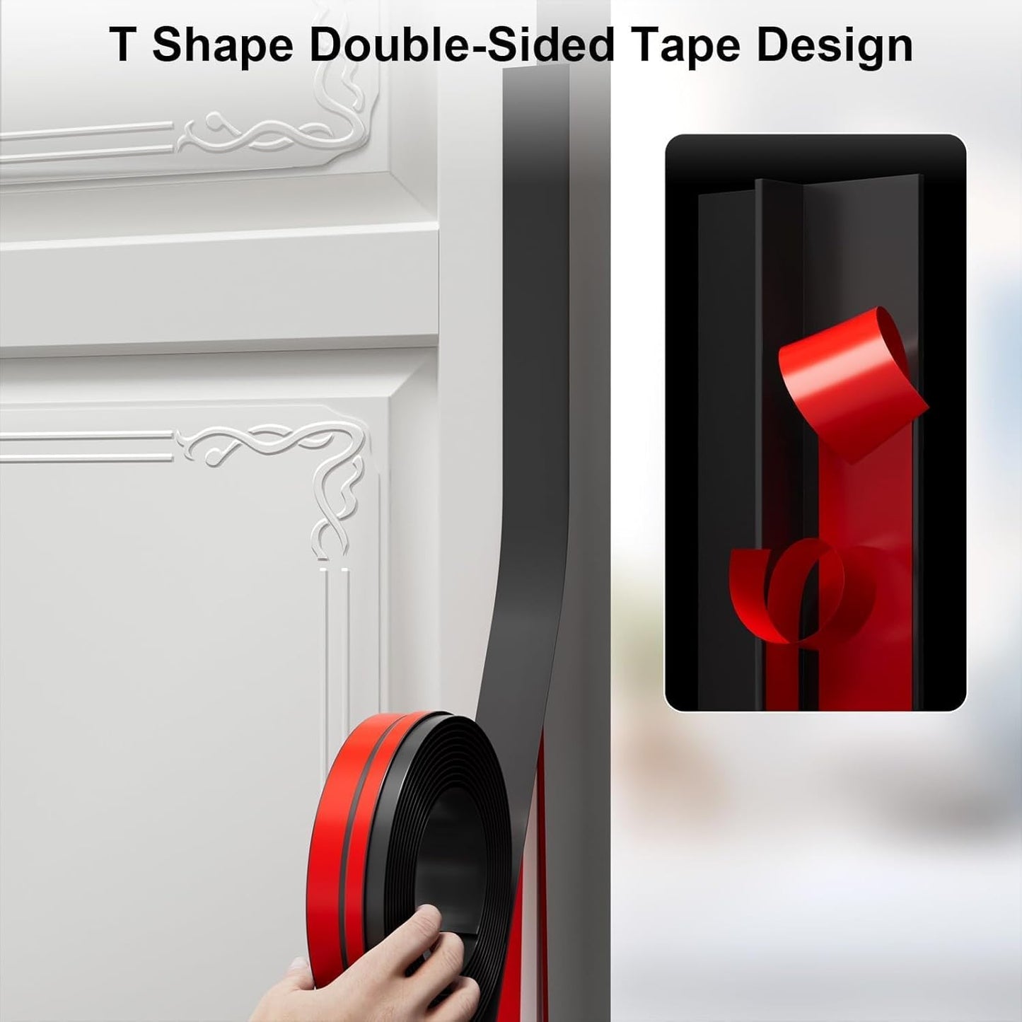 T-Shaped Door Draft Stopper, 1.97 in x 40 Ft Silicone Seal Strip for Windows Gaps, Weather