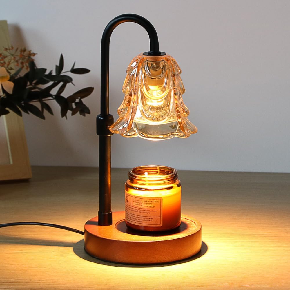 Candle Warmer Lamp with Timer and Dimmer - Adjustable Height Wax Melt Warmer, 4 Brightness Levels