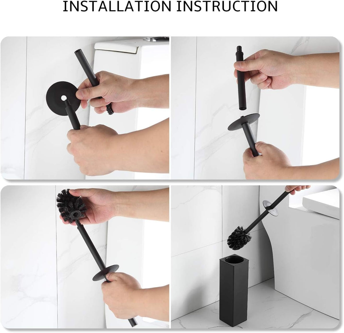 BGL Toilet Brush and Holder Set, Matte Black Freestanding for Bathroom Storage and Organization