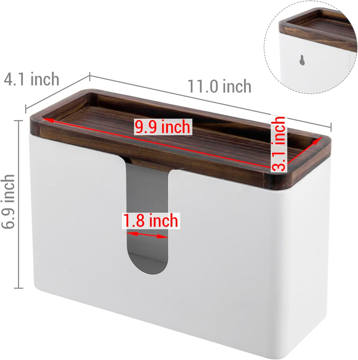 MyGift Deluxe Modern Matte White Metal Folded Commercial Paper Towel Holder with Rustic Burnt Solid