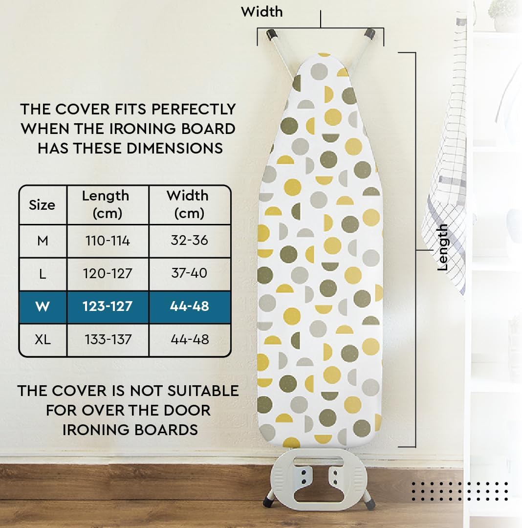 Encasa XO Ironing Board Cover and Pad 49"x18" - Thick 3mm Felt Padding, Drawstring Tightening &