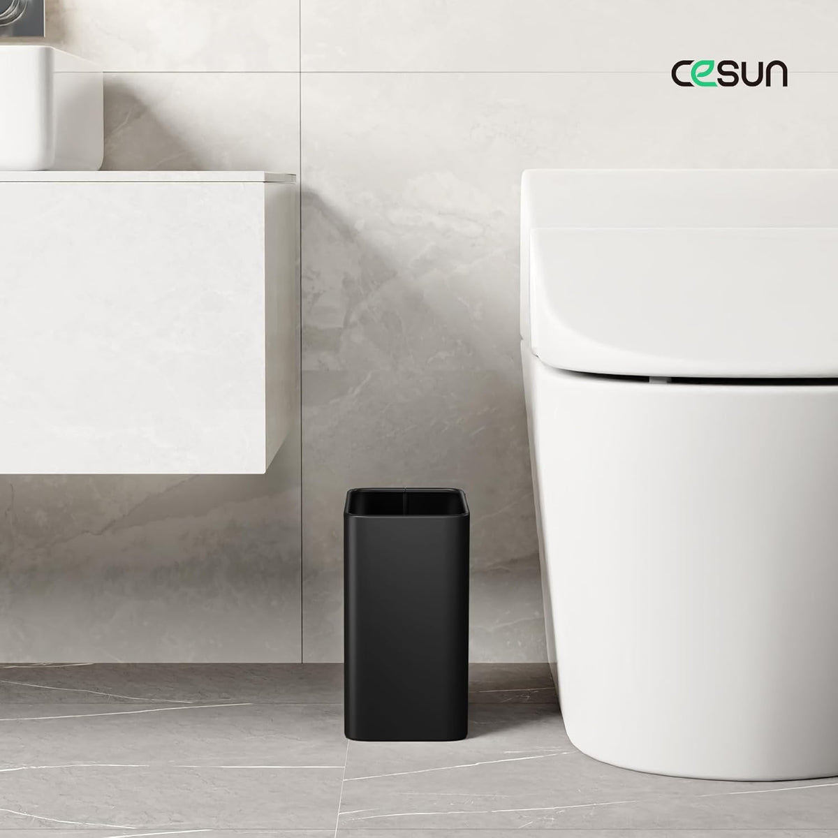 Cesun Small Bathroom Trash Can 2.1 Gallon Wastebasket, Modern Metal Garbage Can Office Waste